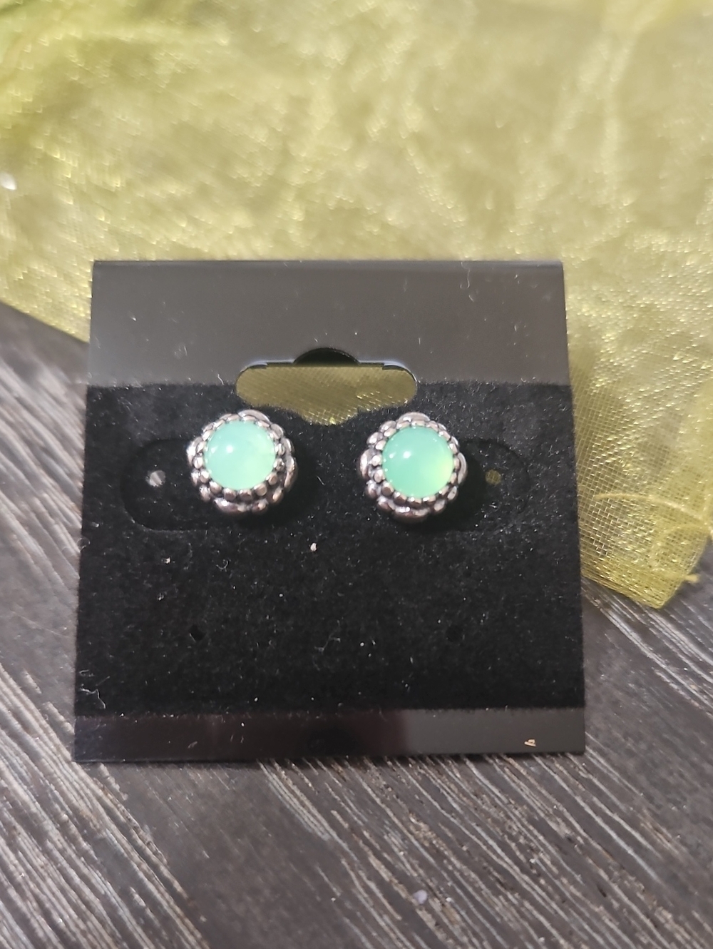 Pandora Chrysoprase Sterling Earrings